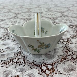 Haviland Limoges Margaux Blue Floral Gold Detail Porcelain Handled Basket